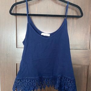 navy tank with floral design